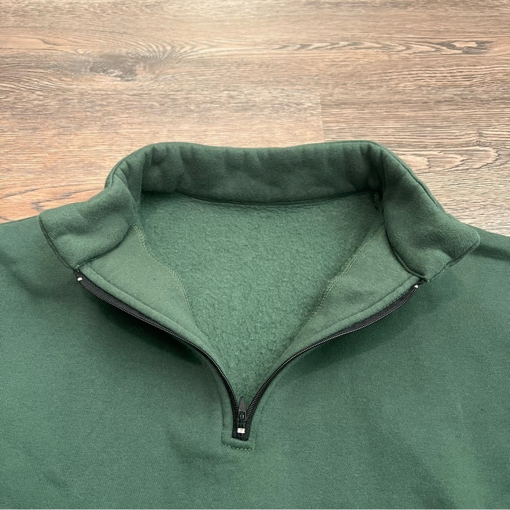 Women’s Green Quarter-Zip Sweater Dark Green Size Small Fleece - Picture 3 of 6